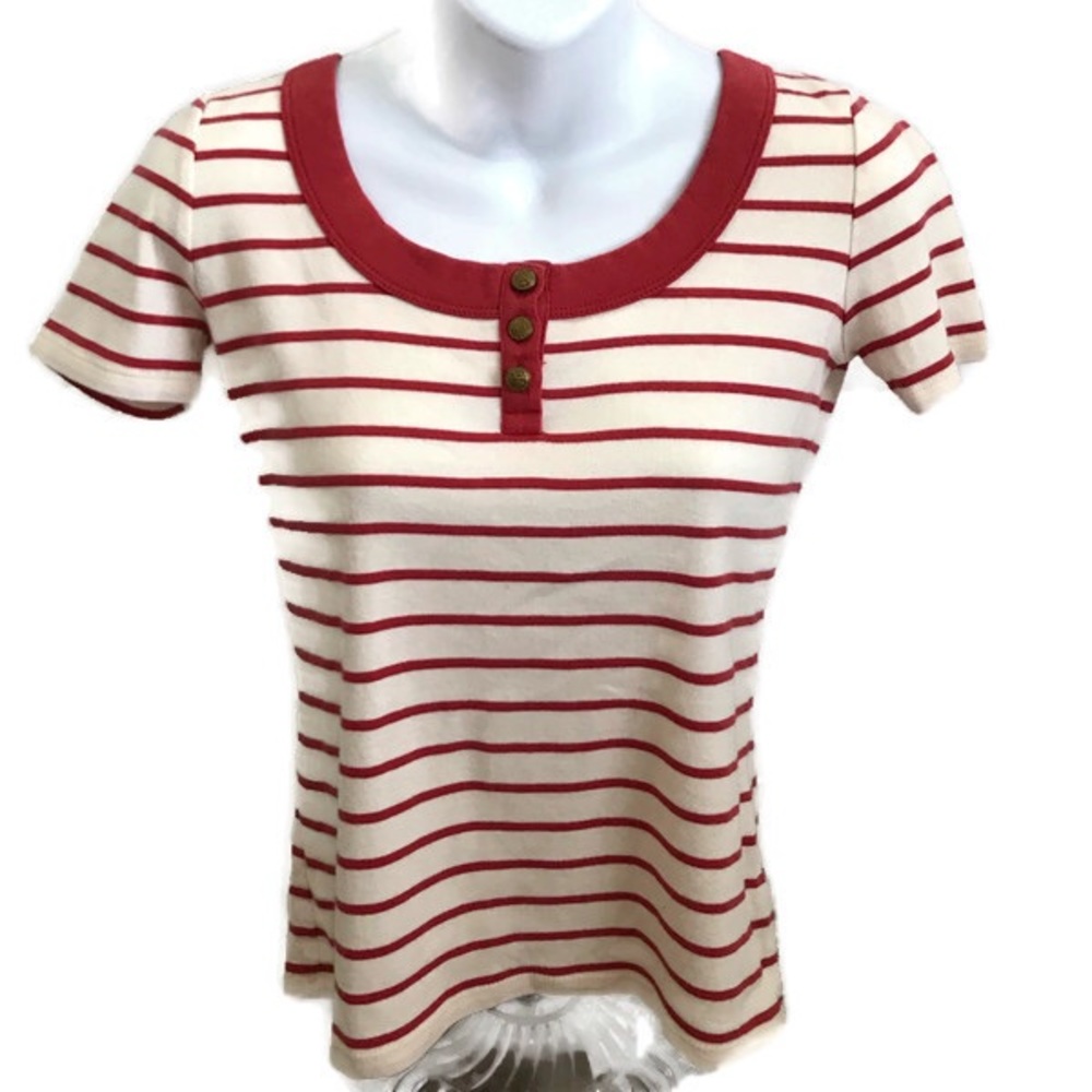 Retro Lauren Ralph Lauren Women Red Striped Shirt